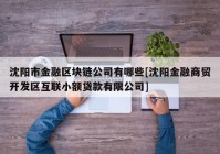 沈阳市金融区块链公司有哪些[沈阳金融商贸开发区互联小额贷款有限公司]